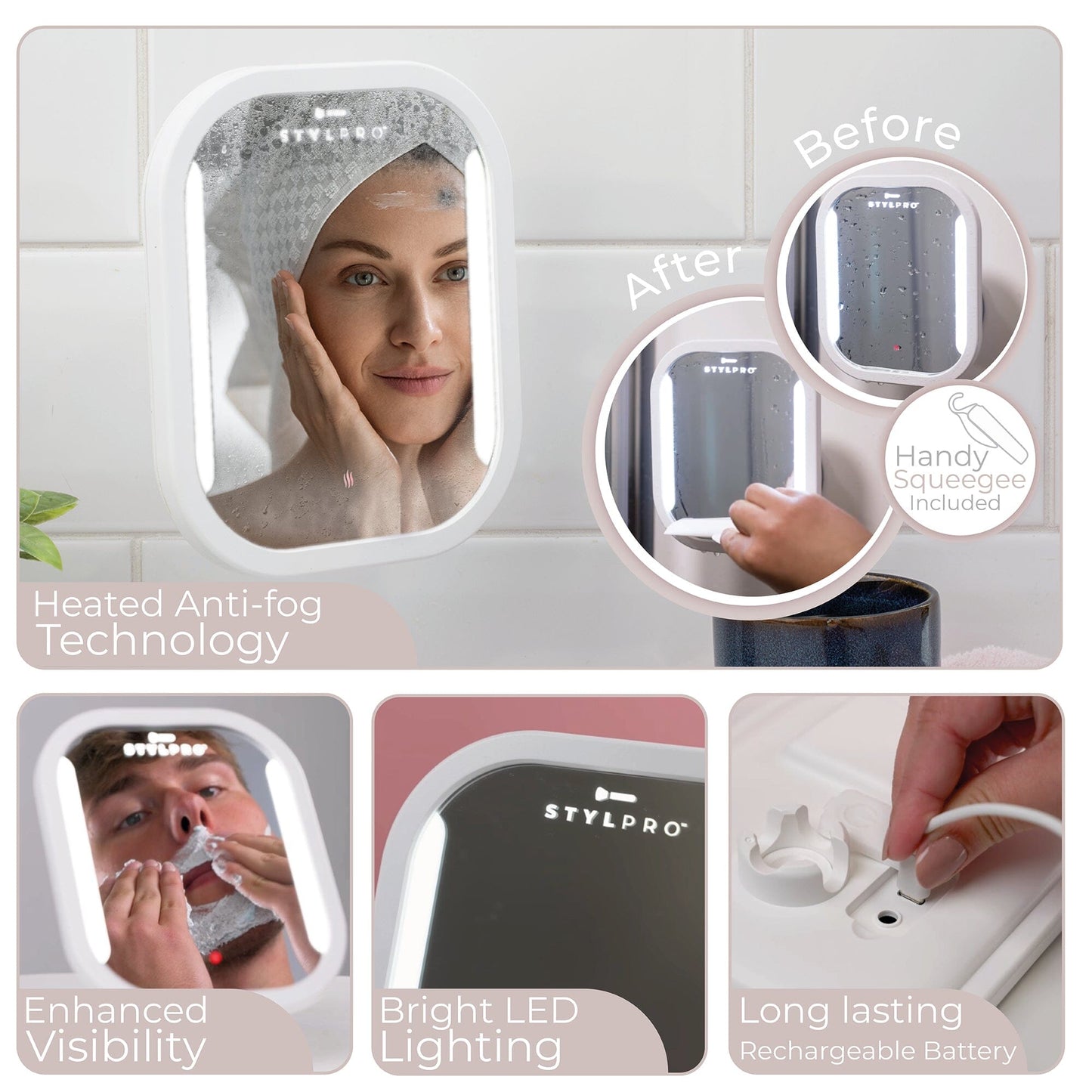 STYLPRO Clear View Anti-Fog Heated Bathroom Mirror